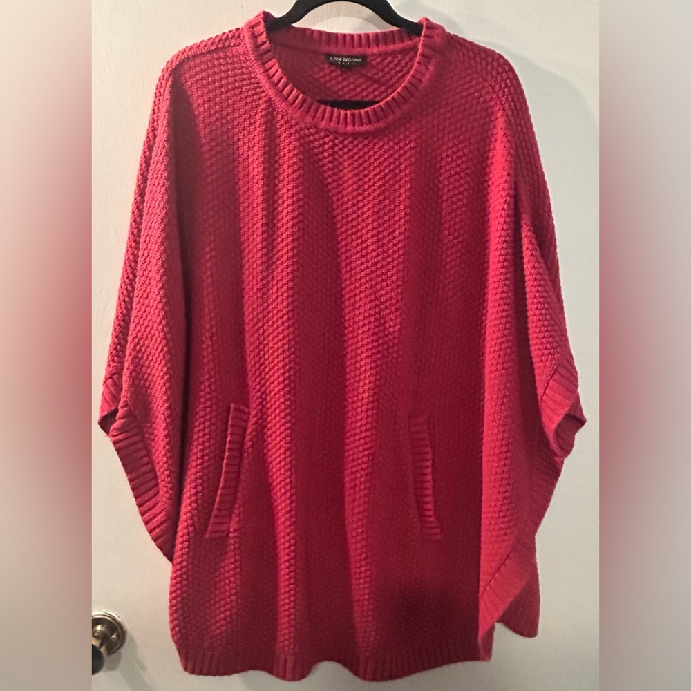 Lane Bryant Textured Red Poncho Sweater Size 14/20